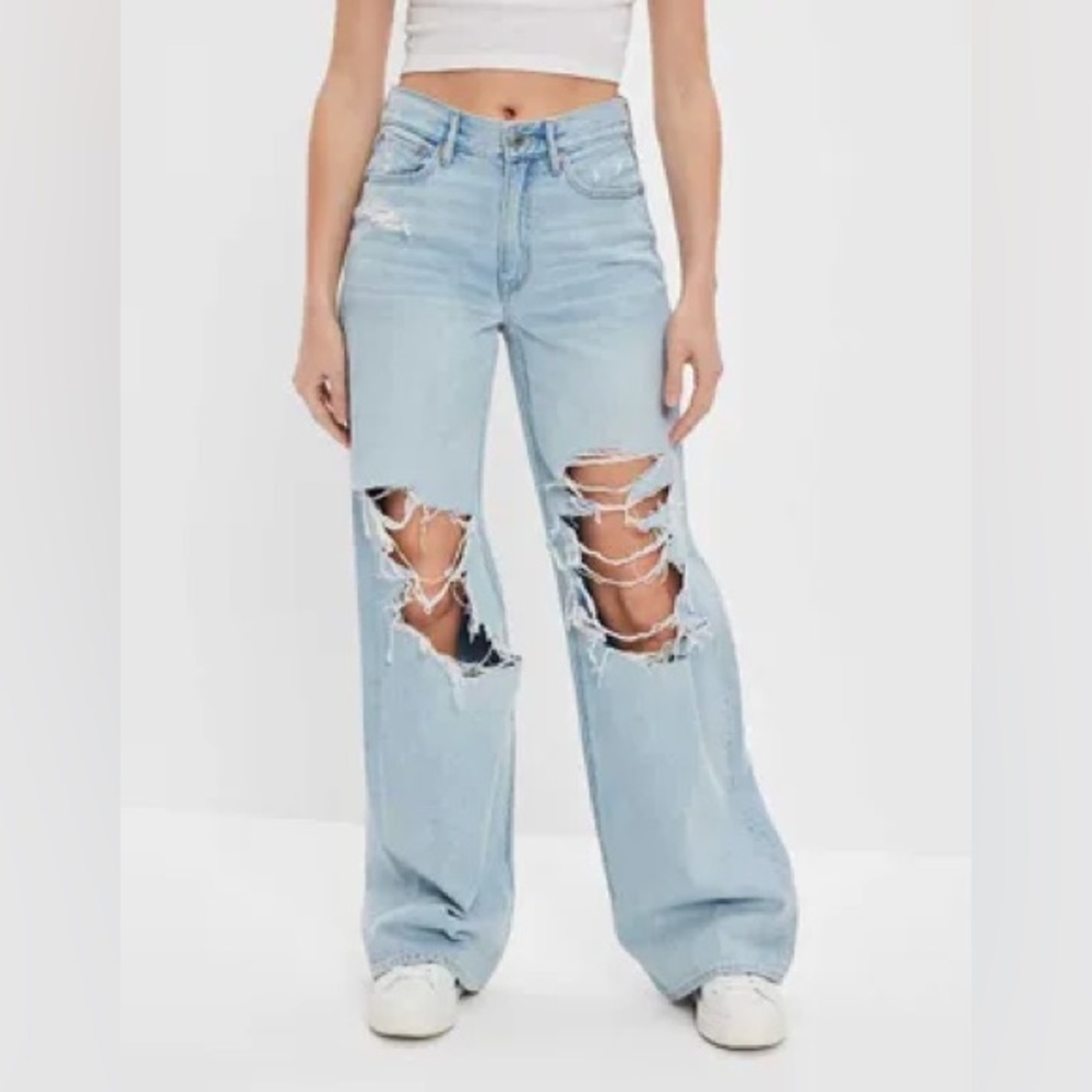 american eagle super high rise baggy wide leg jeans size 16 regular